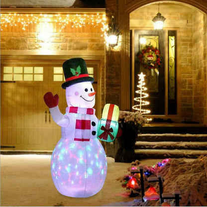 5ft Inflatable Christmas Snowman Yard Decor with Rotating LED Lights