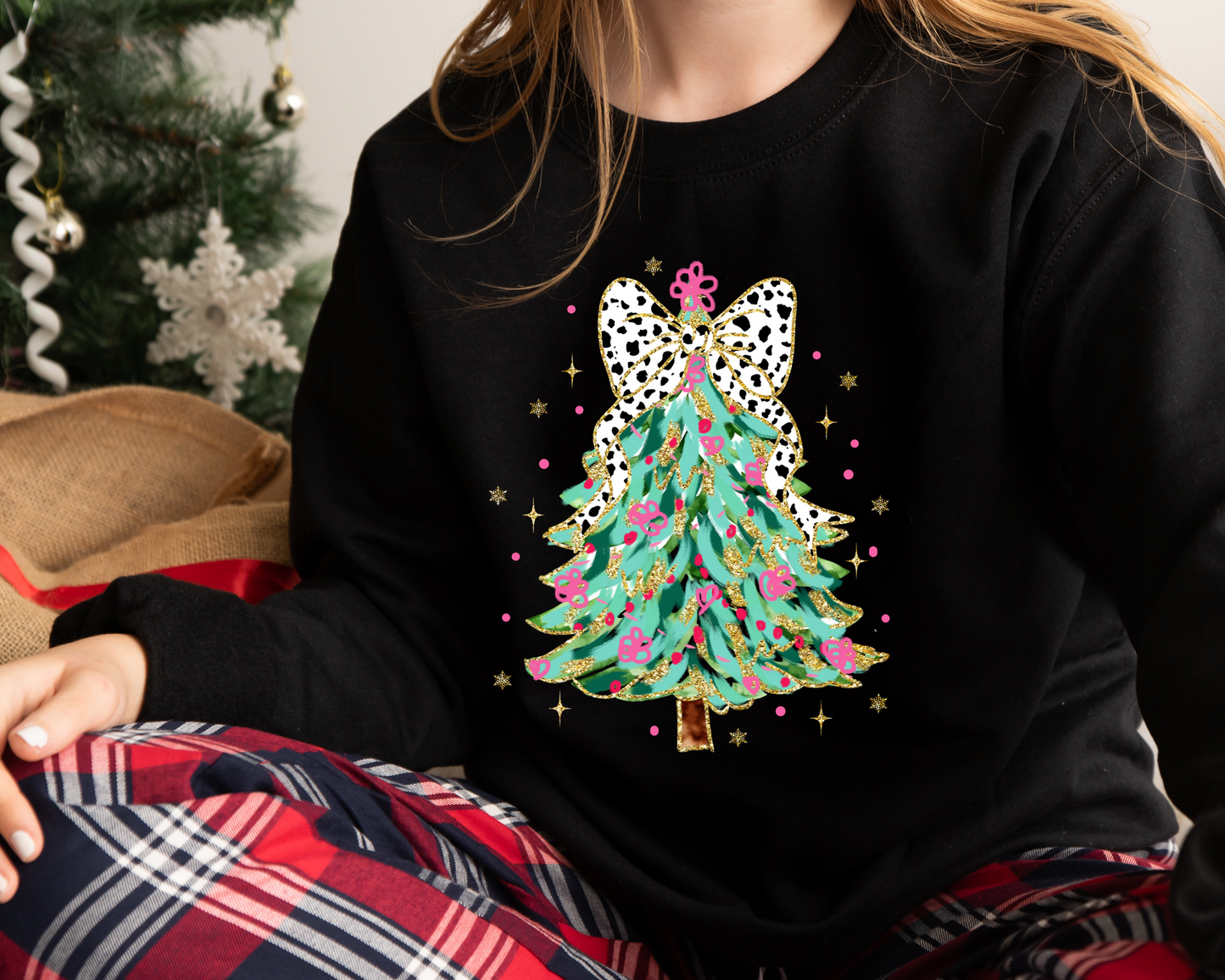 Coquette Bow  Christmas sweatshirt for women