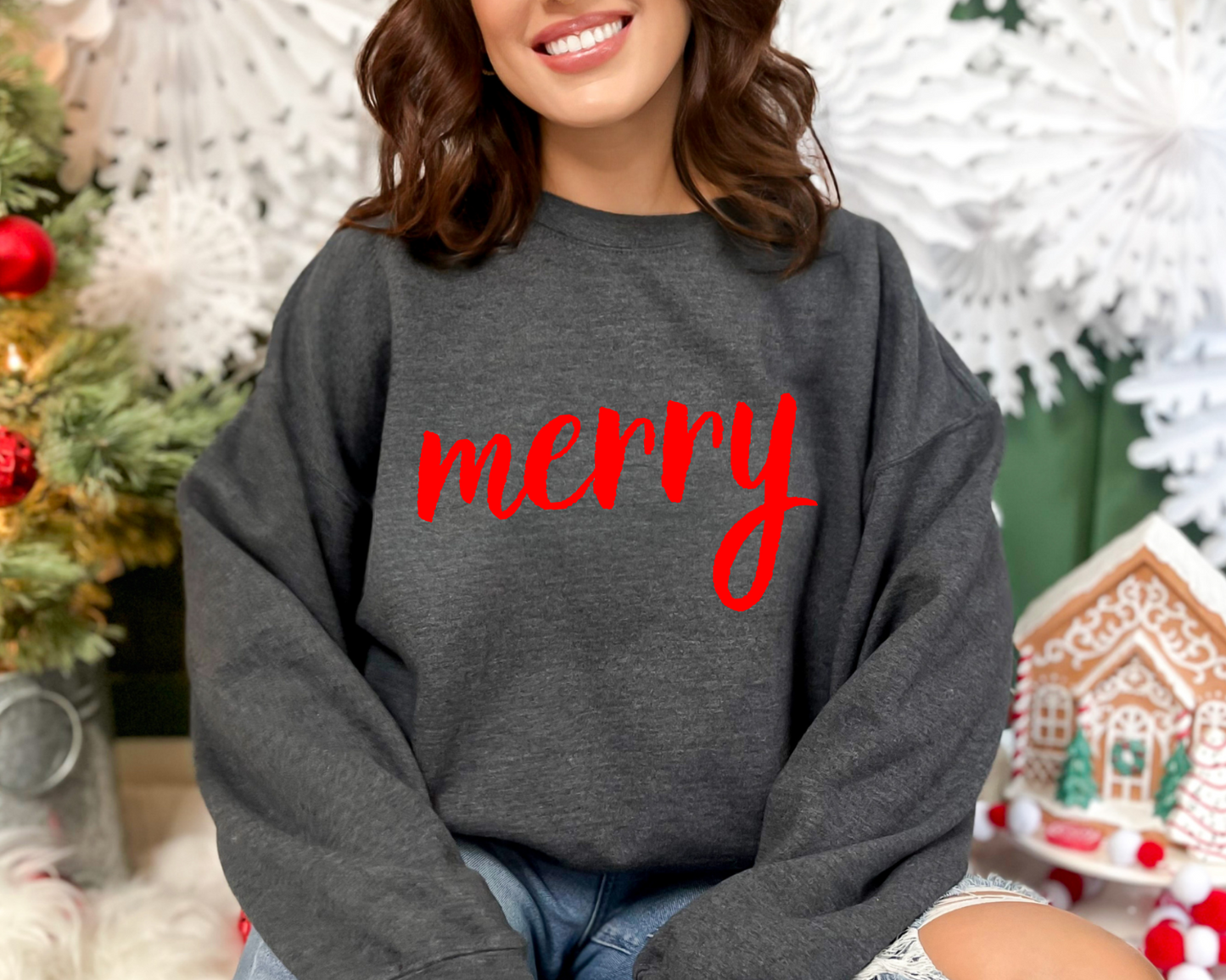 Merry Christmas Tee – Festive Holiday Graphic Shirt for Women