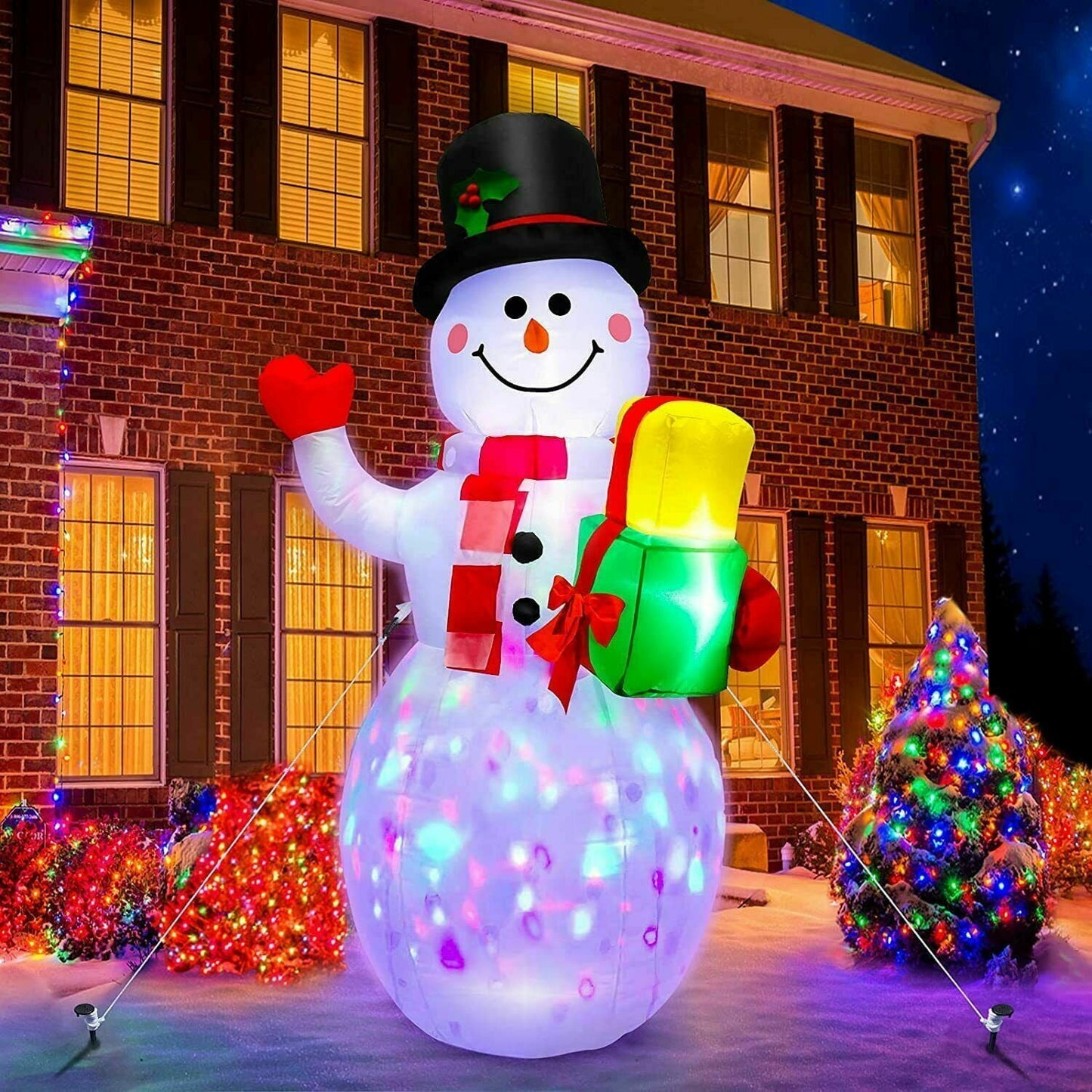 5ft Inflatable Christmas Snowman Yard Decor with Rotating LED Lights