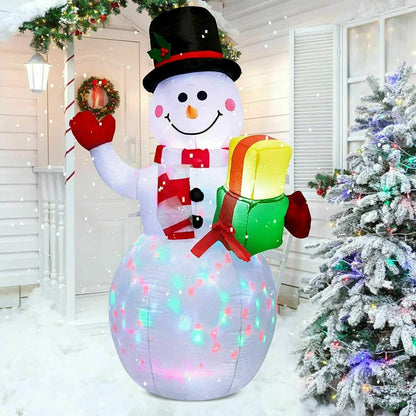 5ft Inflatable Christmas Snowman Yard Decor with Rotating LED Lights