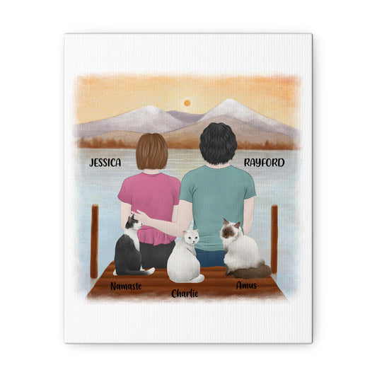 Personalized You, Me, and the Cats Canvas