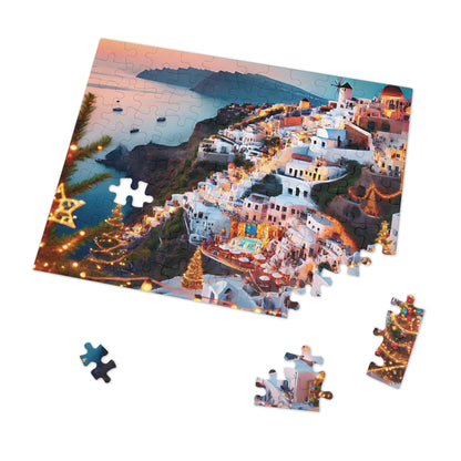 Christmas at Santorini Jigsaw Puzzle Festive Holiday Puzzle Gift