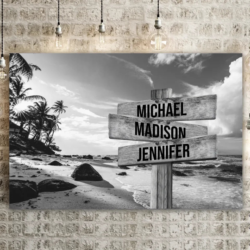 Black & White: Multi-Names Premium Canvas