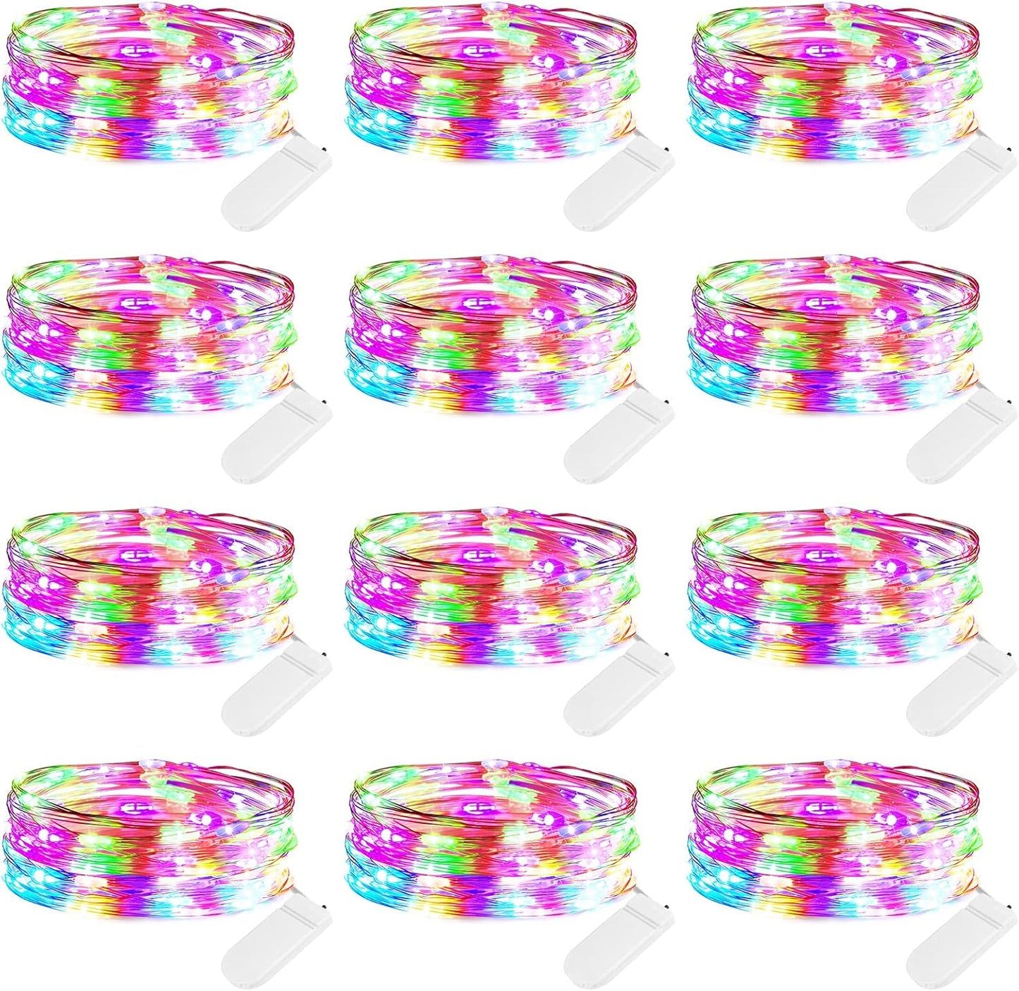 12 Pack Multi Color Led Fairy Lights Battery Operated String Lights 