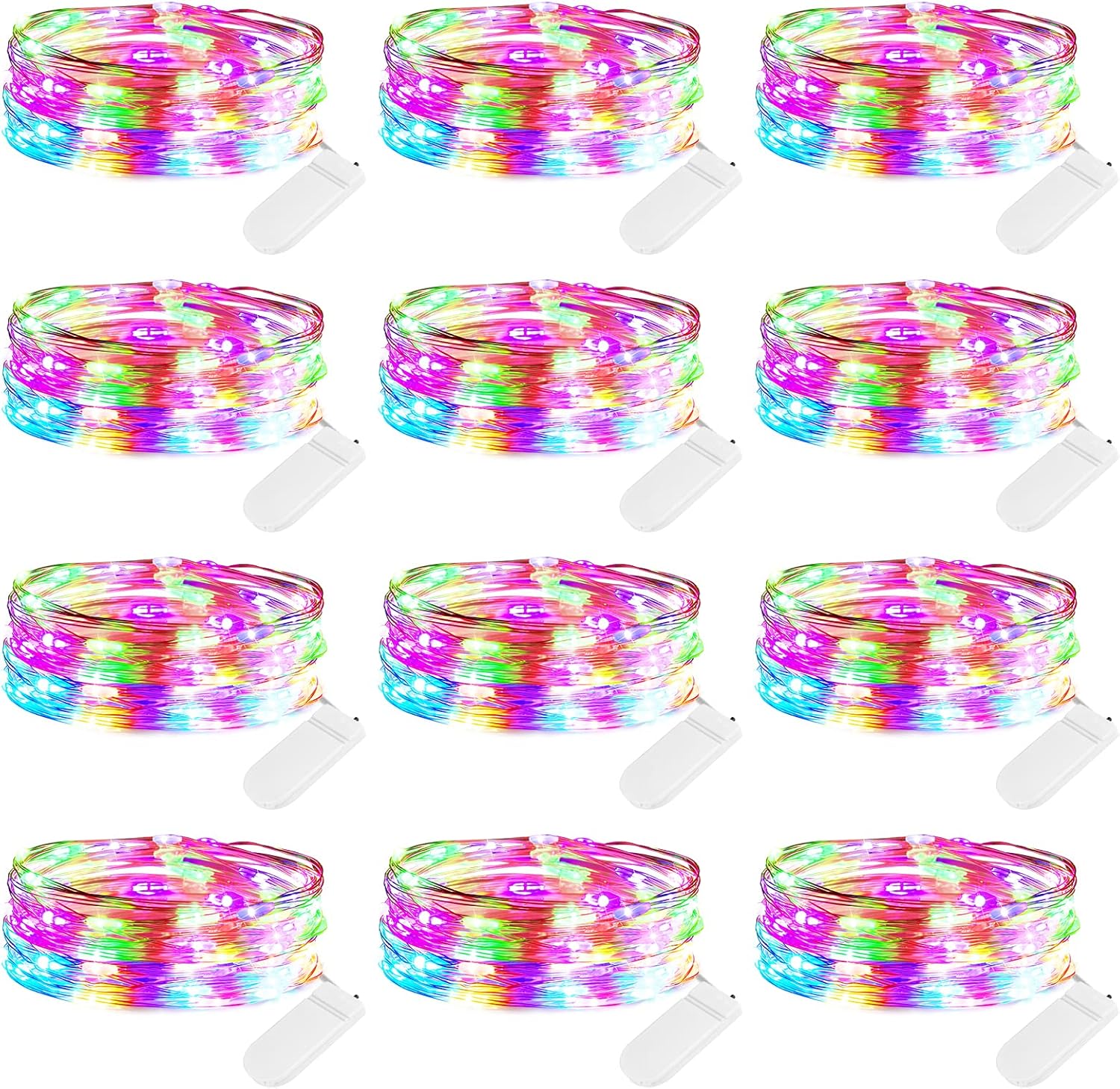 12 Pack Multi Color Led Fairy Lights Battery Operated String Lights 