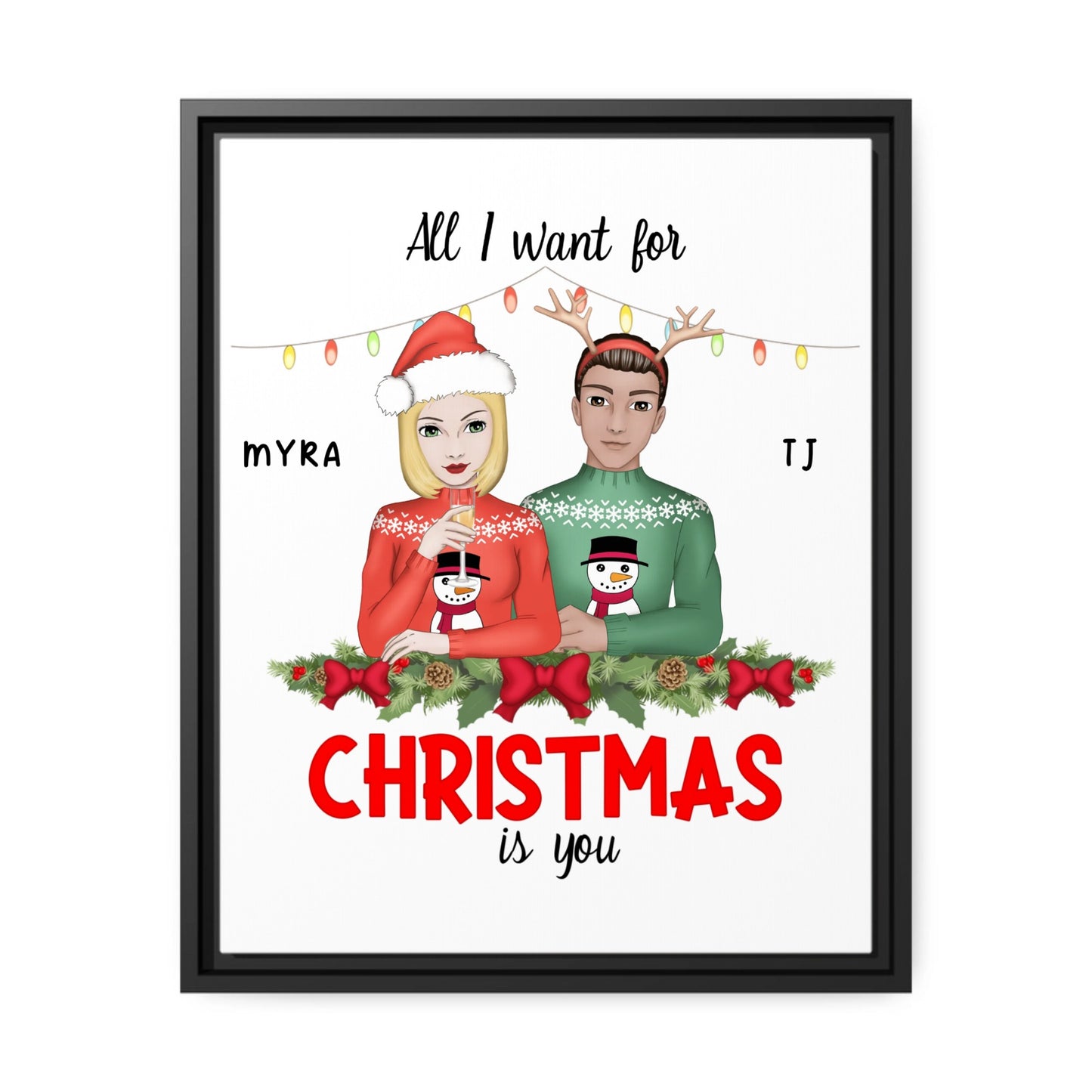 Personalizable Christmas Couple Canvas