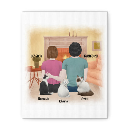 Personalized You, Me, and the Cats Canvas