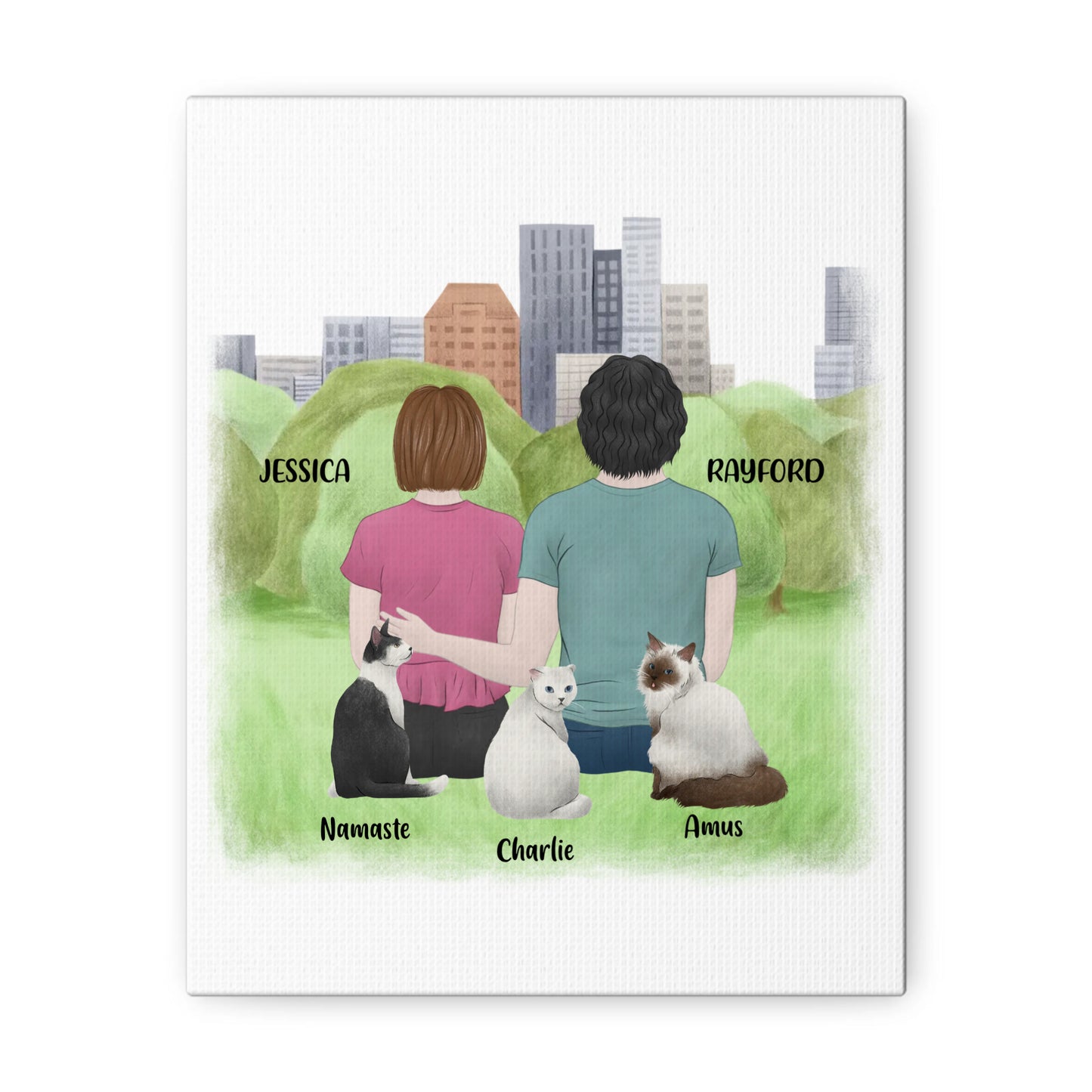 Personalized You, Me, and the Cats Canvas