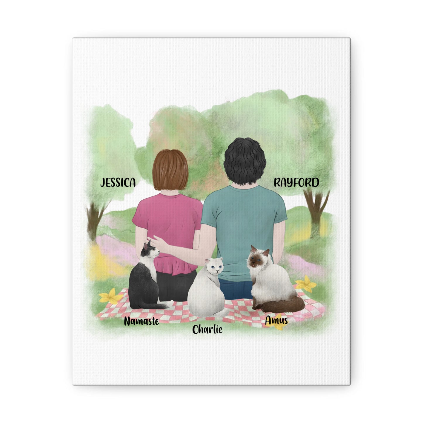 Personalized You, Me, and the Cats Canvas