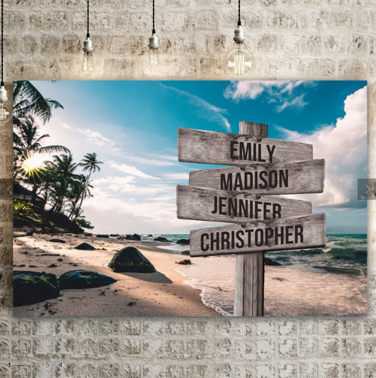 Tides of Memories: Multi-Names Ocean Canvas