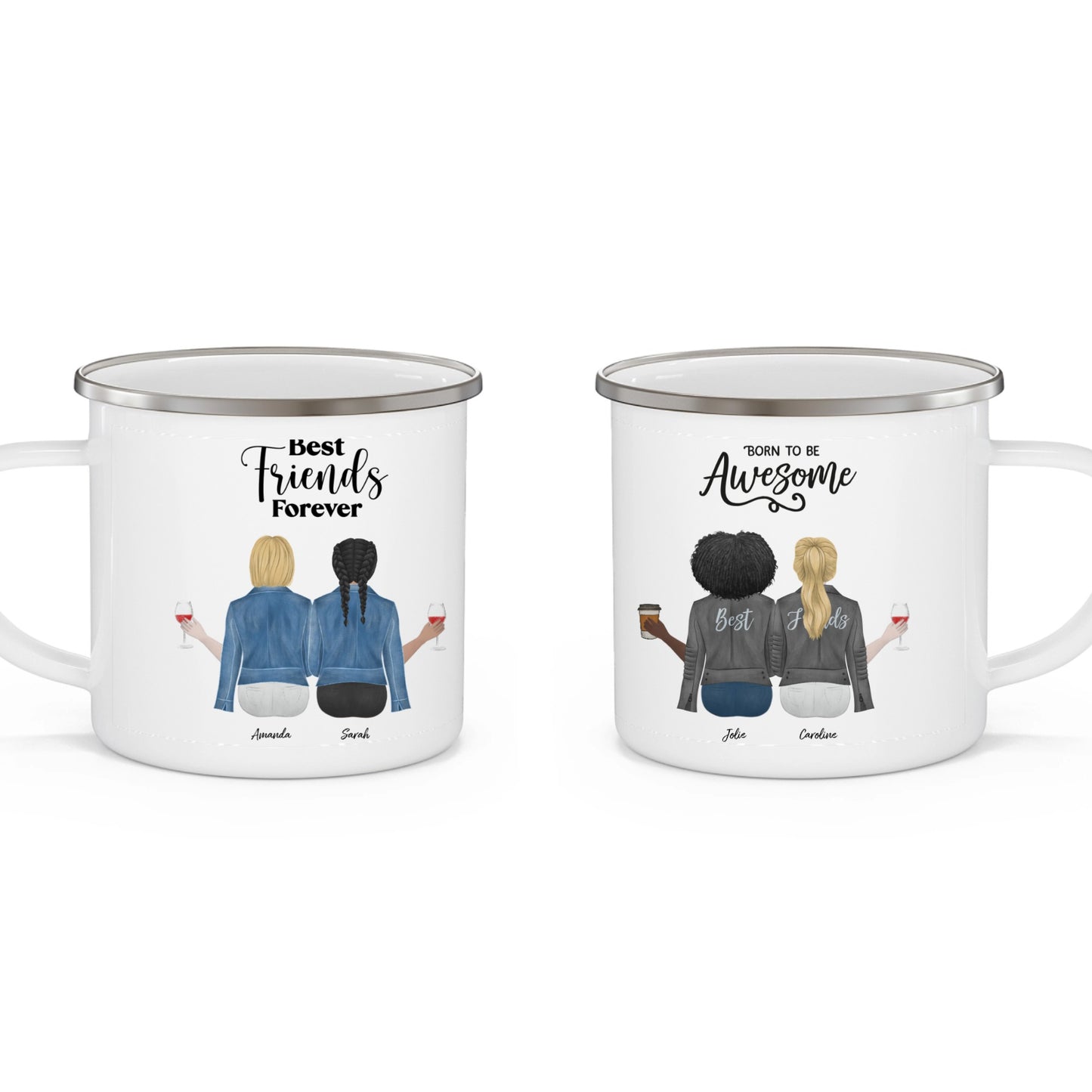 Customizable Best Friends Enamel Camping Mug