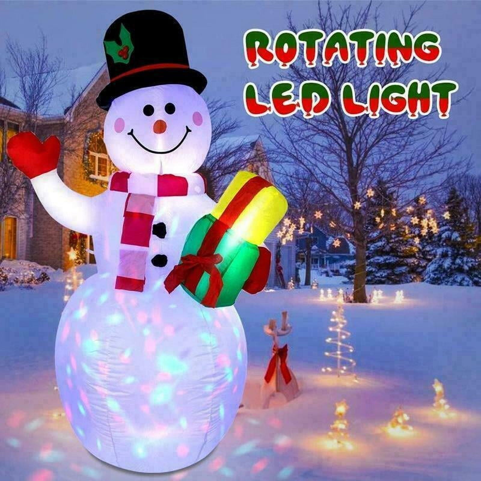 5ft Inflatable Christmas Snowman Yard Decor with Rotating LED Lights