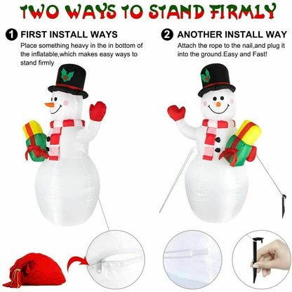 5ft Inflatable Christmas Snowman Yard Decor with Rotating LED Lights